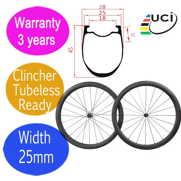 Discount 3 years warranty width 25mm carbon road bicycle wheels ceramic DT 350S hub customized logo 45mm clincher tubeless bike wheelset 2 Discount 3 years warranty width 25mm carbon road bicycle wheels ceramic DT 350S hub customized logo 45mm clincher tubeless bike wheelset 2