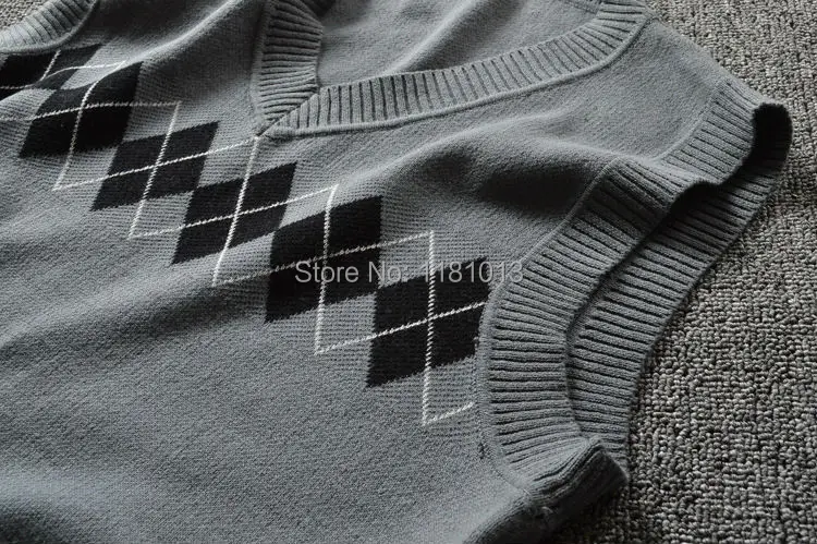 JK форма пуловер свитер жилет Выпускной Мемориал горизонтальная ромбовидная решетка(светло-серый, темно-серый) геометрический жилет