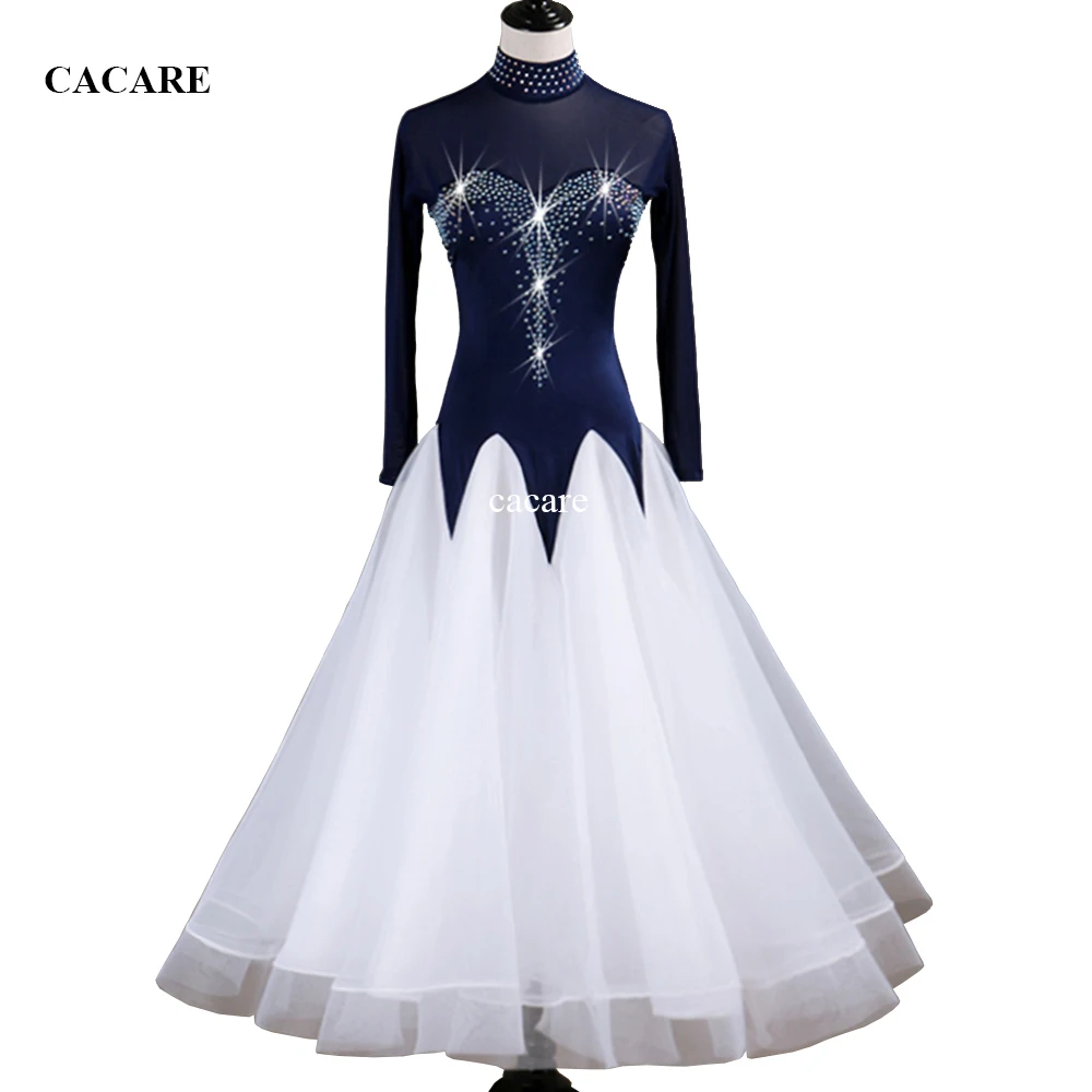 Customized Waltz Dress Ballroom Dance Competition Dresses Standard Dance Dresses Ballroom Dress D0341 Long Sleeve Rhinestones