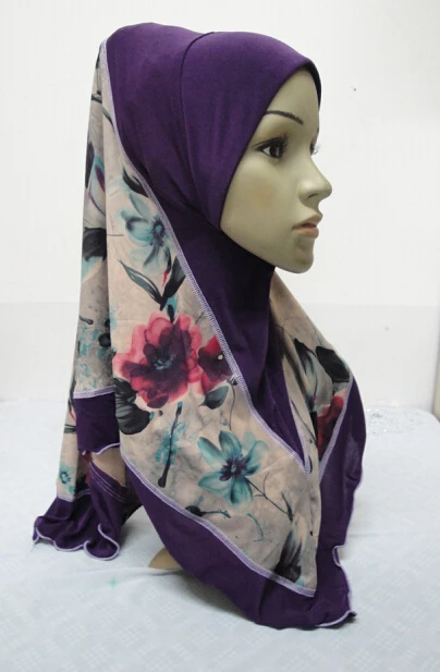 H829 Latest Muslim One Piece Hijab With Prints popular Hijab Scarf in 