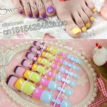 24PCS fashion design cute toes latest French style candy colorful fake toe Brown #P57