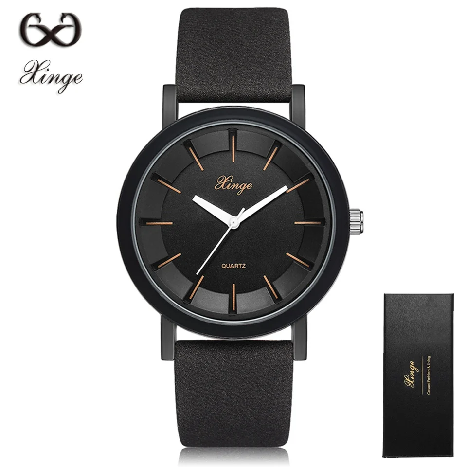 

Xinge Brand Black Men Watches Fashion Leather Swim Quartz Wristwatch 30M Water Resistant Clock Luxury Men Dress Waterproof Watch