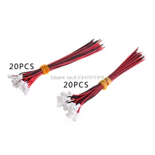 20 Пара Micro JST PH 1.25 2 штырьковый разъем с Провода Кабели 100 мм Прямая поставка