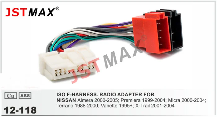 JSTMAX ISO cable car Radio stereo Adapter for NISSAN Almera;Premiera