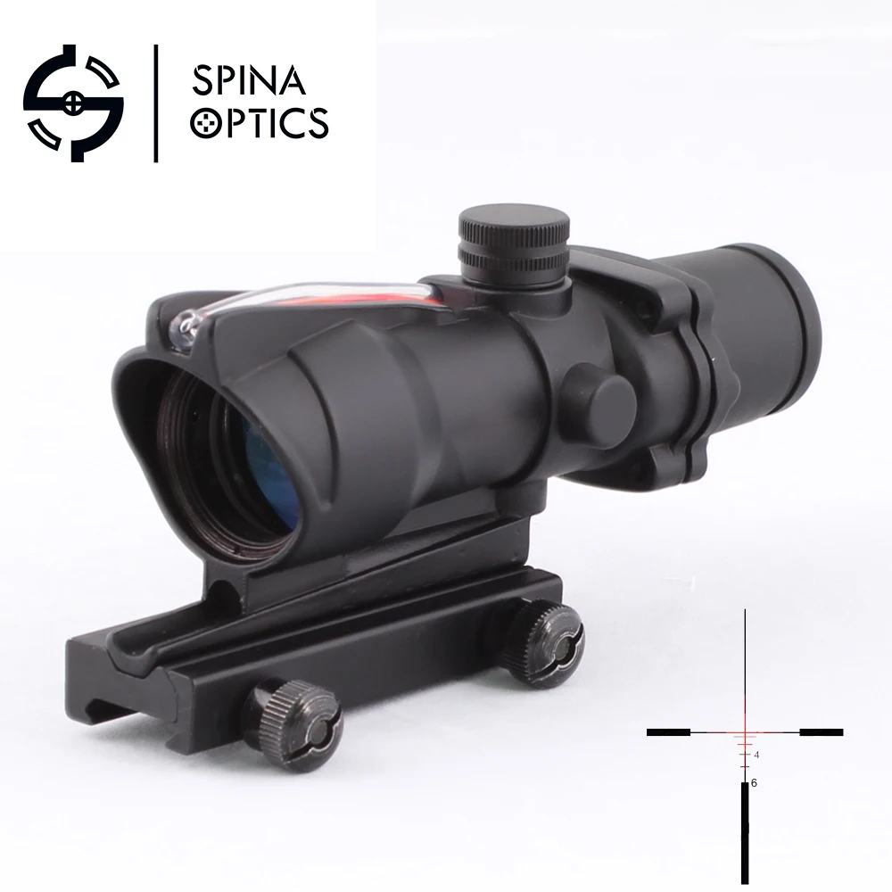 

SPINA OPTICS Tactical Riflescope ACOG 4X32 Real Red Green Fiber Red Illuminated Reticle For Hunting
