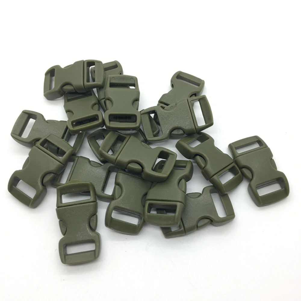 

10pcs/lot 3/8" 10mm Wide Army green Contoured Side Release For Paracord Bracelet Plastic Buckle