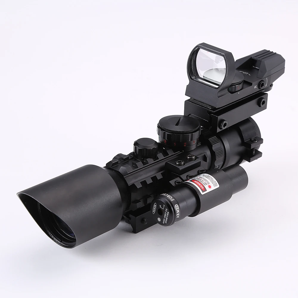 

Hunting Riflescopes Tactical Red Laser Airsoft Air Guns Scope Holographic Reflex illuminated Dot Sight Reticle 20mm Rails Mount