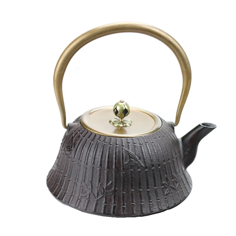 

Hot 1.2L New Cast Iron Bamboo Tea Pot Creative Kettle Kung Fu Drinkware Japan
