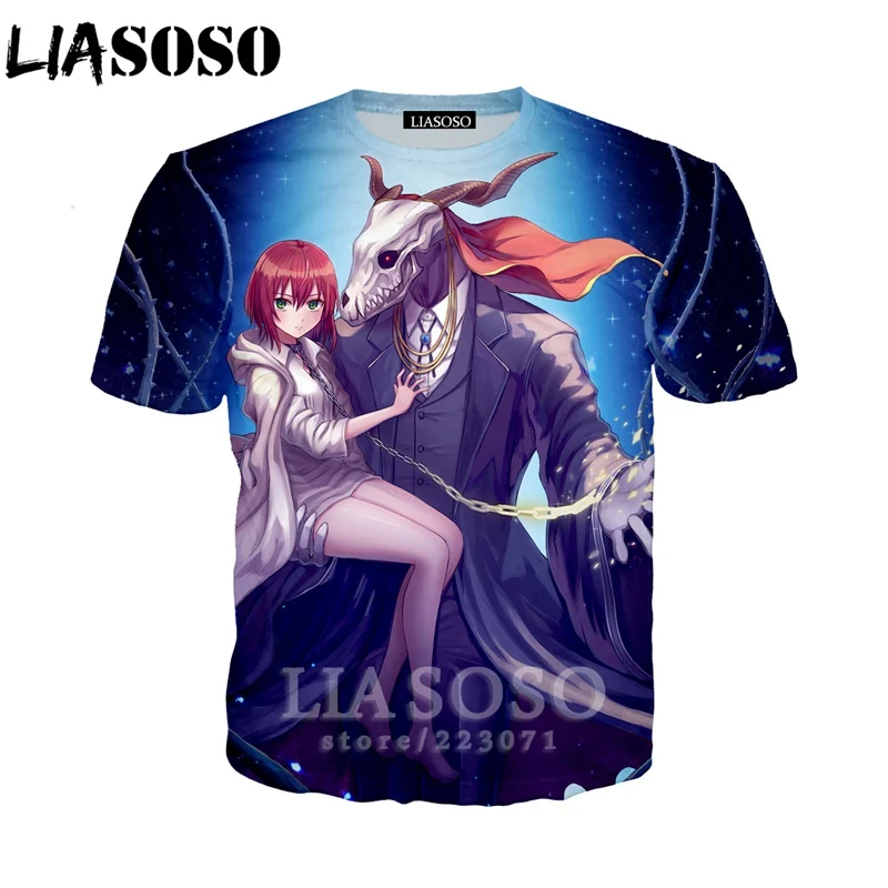 

LIASOSO Summer New Men Women Sweatshirt 3D Print Anime The Ancient Magus Bride T Shirt Fashion Short Sleeve Top Pullover B091-01
