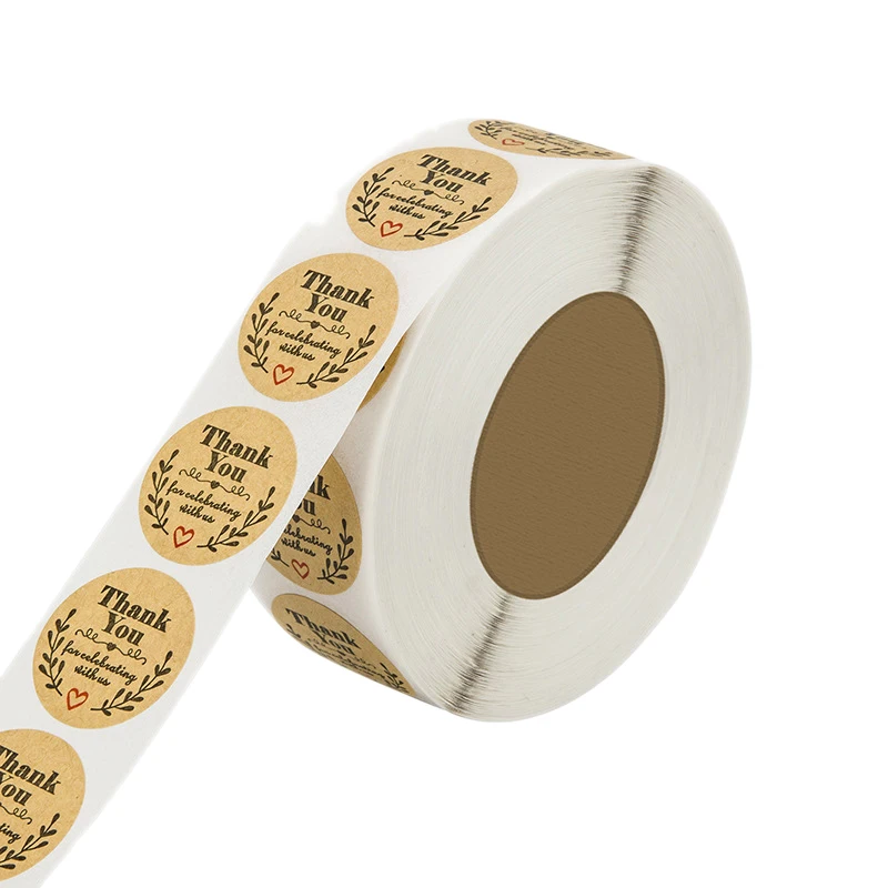 

500 Thank You Stickers Scrapbooking Label Wedding Stickers Adhesive Sticker Kraft Round Labels