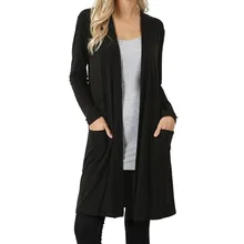 Длинный кардиган, женский свитер, вязаный, длинный рукав, плюс размер, карманы, свободный,, осенний кардиган, mujer d90703