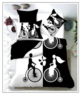 

Mr and Mrs Lover Couples Bedding Set Black White Color Simple Style Europe Queen Size Bed Duvet Cover bed sheet King Size 4pcs
