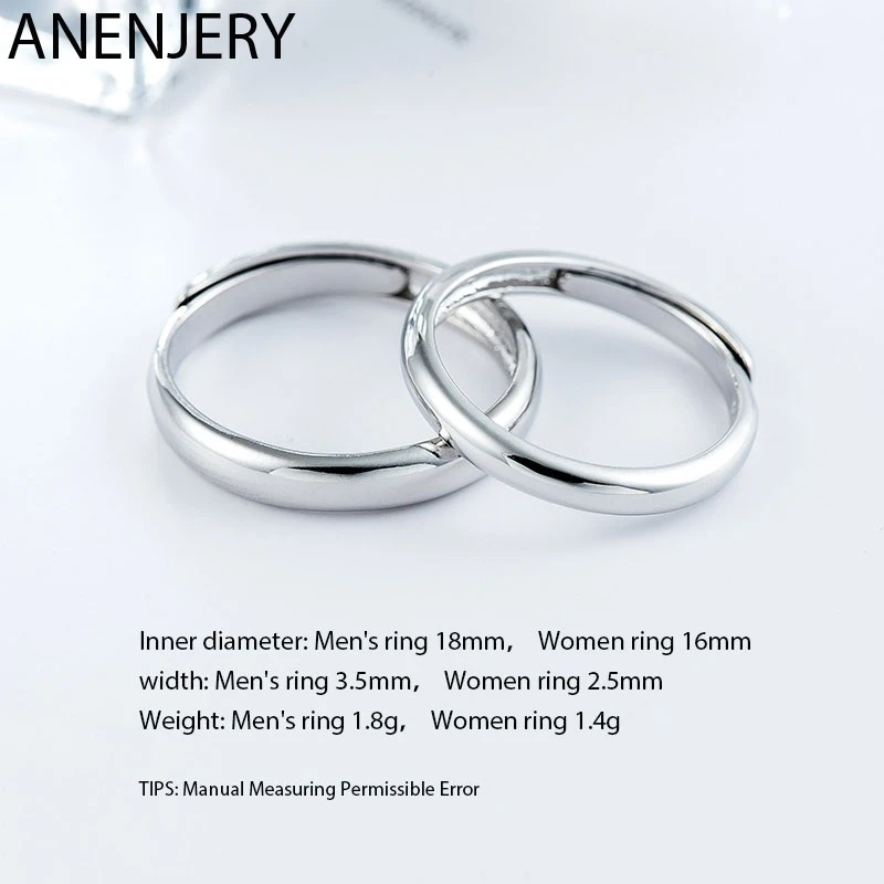 ANENJERY 925 пробы серебряные свадебные кольца для мужчин и женщин пара обещаний