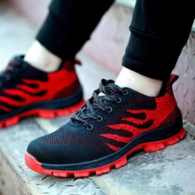 Мужская защитная обувь дышащий дезодорант стальной носок шапки безопасность рабочие ботинки модные повседневные унисекс Удобная защитная обувь