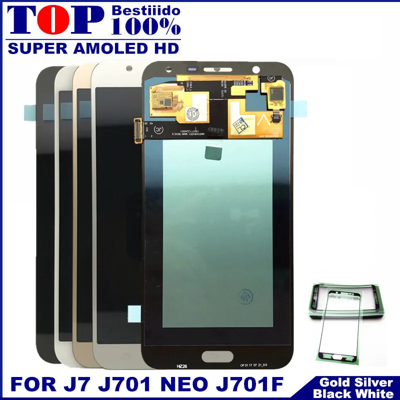 AMOLED lcd s Полный дигитайзер для samsung Galaxy J7 neo J701 J701F J701M J701MT ЖК-дисплей сенсорный экран сборка Замена