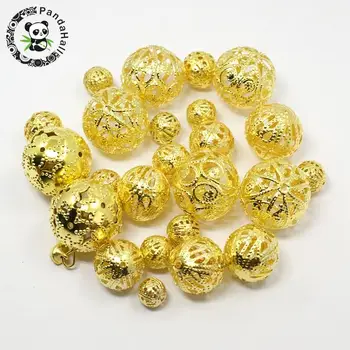 

Mixed Round Iron Filigree Hollow Beads, Golden, 6~20mm, Hole: 0.5~1mm; about 170pcs/100g