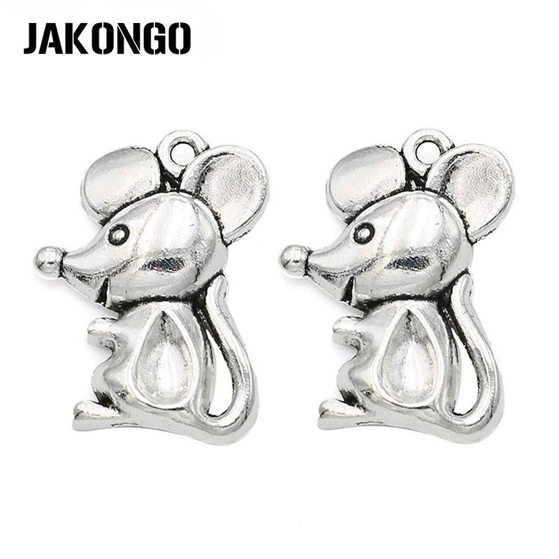 

Antique Silver Plated Mouse Rat Charms Beads Pendants for Jewelry Making Bracelet Jewelry Findings DIY Handmade 24x18mm 10pcs