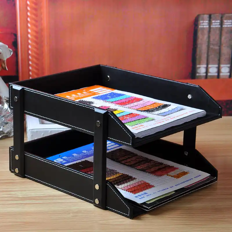 2 Layer A4 Detachable Office Desk Wood Leather Document A4 Detachable Office Desk Wood Leather
