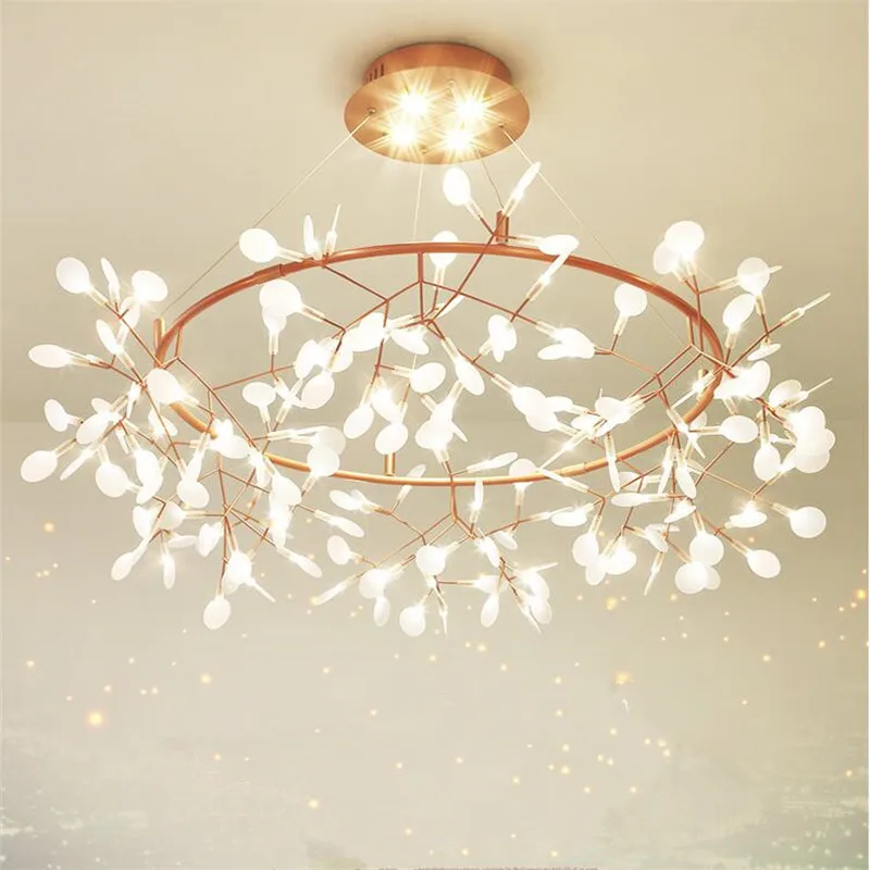 

New Design Remote Led Chandelier Light Tree Leaf Firefly Chandelier Pendant Ceiling Lamp For Living Room Dimming Lustre Fixture
