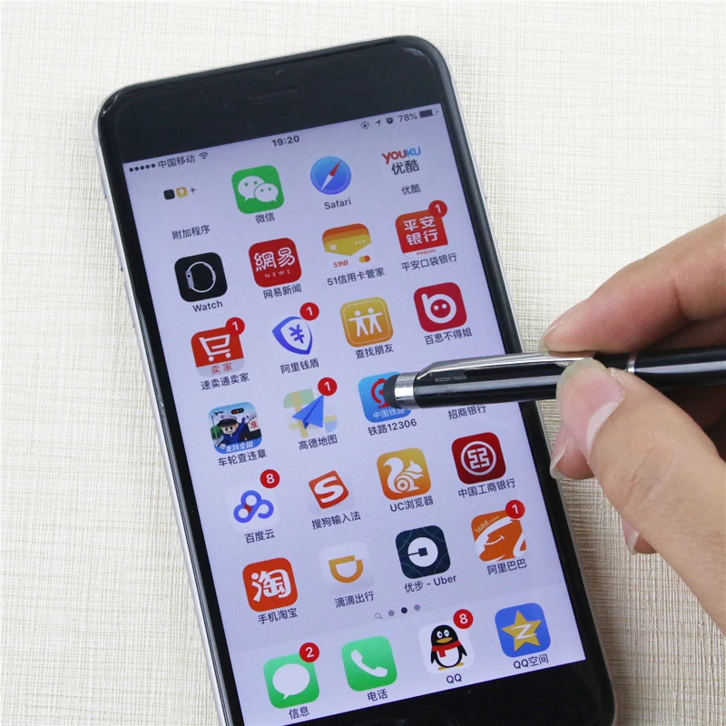 1 шт. 2в1 емкостный сенсорный экран Стилус и шариковая ручка для мобильного телефона черный Прямая поставка Материал Escolar
