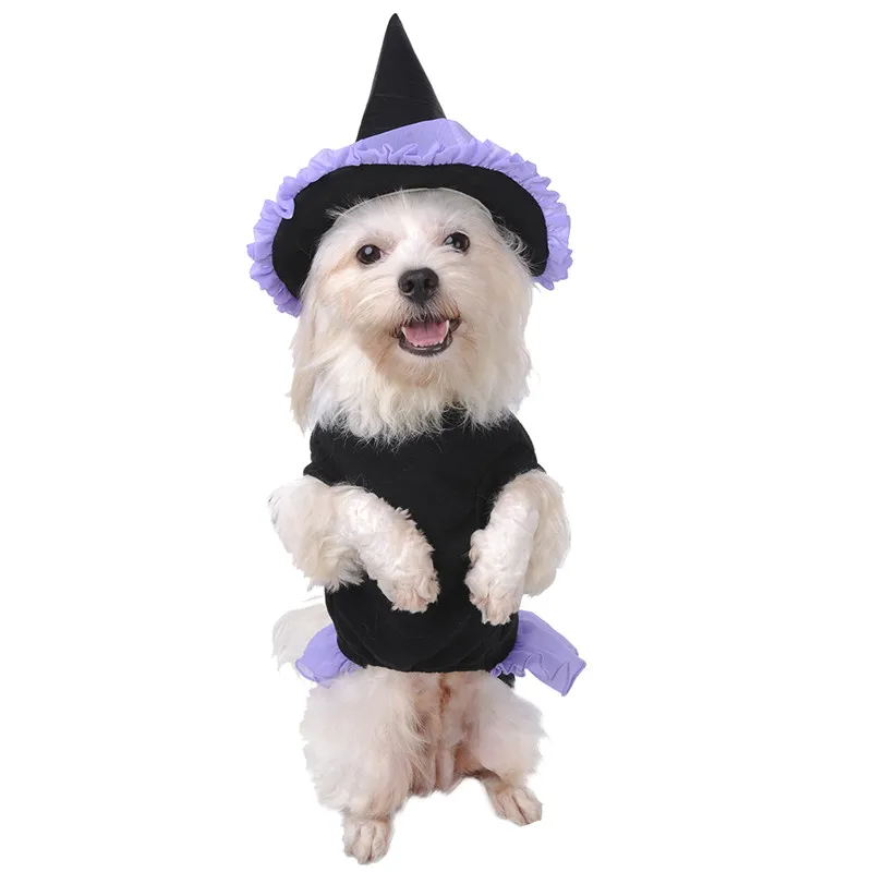 Новая модная одежда для домашних животных, собак, пальто на Хэллоуин, одежда с шляпой на Хэллоуин, Забавный костюм собачки, 3 размера, размеры s, m, l, 1 комплект