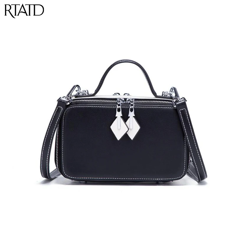 

RTATD New Split Leather Women Handbags Double Zipper High Capacity Lady Shoulder Bags Flap Female Crossbody Bag B310