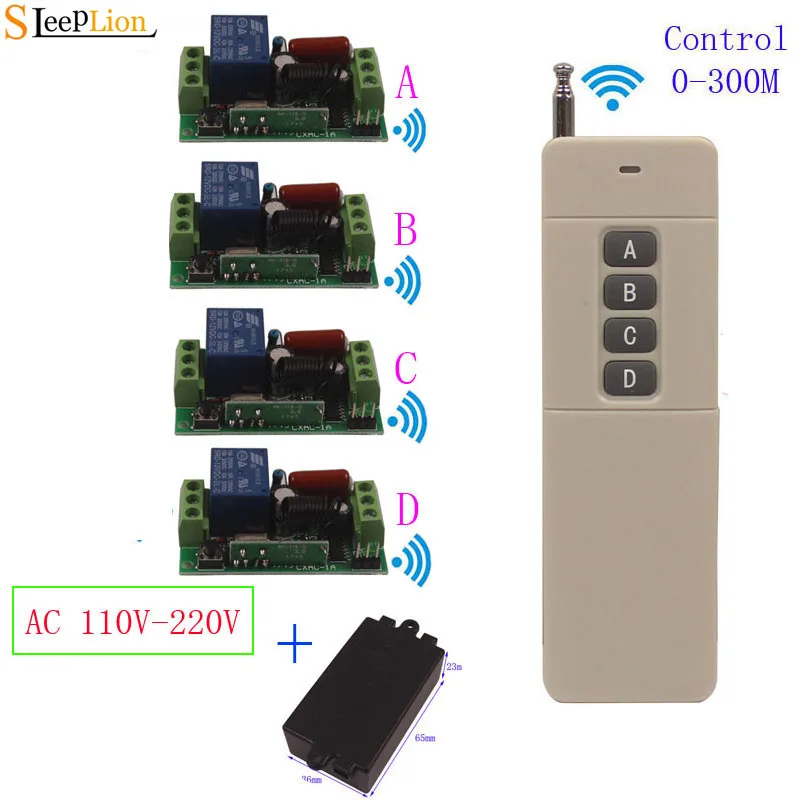 

Sleeplion Universal Module 220V Relay Modules 110V Wireless Switch Controller 300M 4 Receiver Relay Switchs