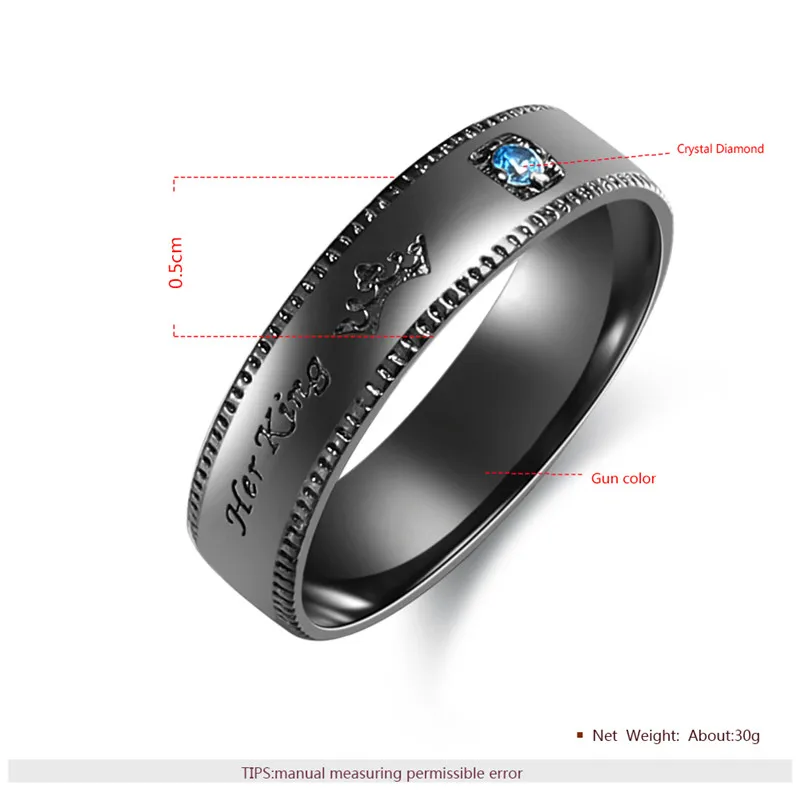 ROXI 2018 Fashion Her King And His Queen Crown Rings For Women Men Black/Rose Gold Color Couple Wedding Ring Promise Jewelry