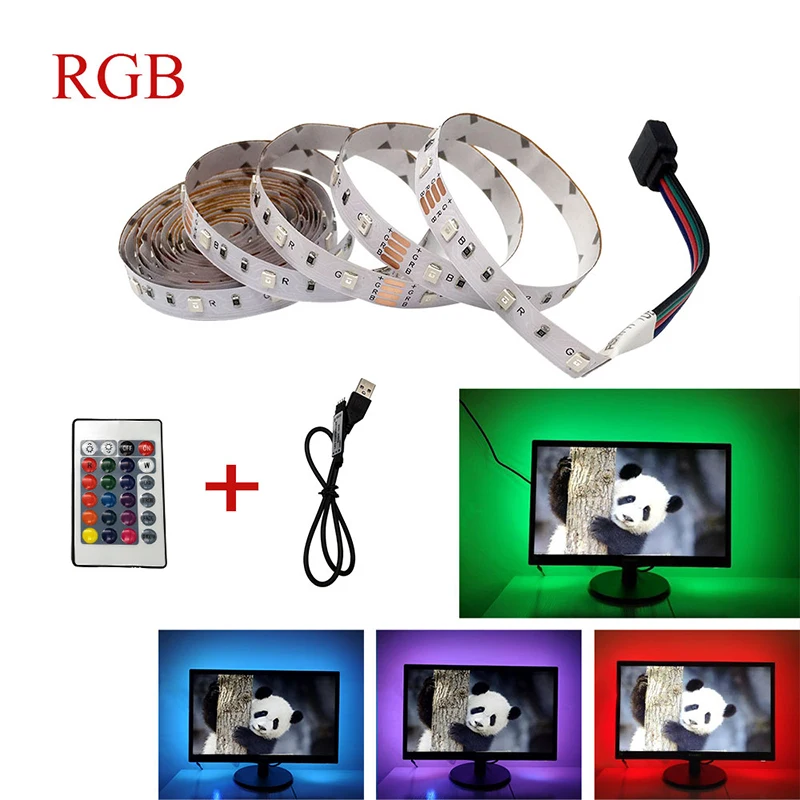 5V USB Мощность Светодиодные ленты светильник 2835 3528 SMD RGB/белый/теплый белый HD ТВ