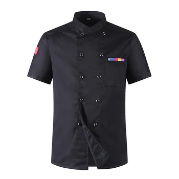 

Double-breasted Short-sleeved Chef Jacket Catering Restaurant Hotel Kitchen Food Service Man Coat Work Overalls