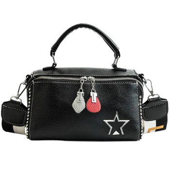 

Luxury Handbags Women Bags Designer Shoulder Bags Fashion Rivets Wide Strap Boston Bag Patchwork Crossbody Bags for Women Tote