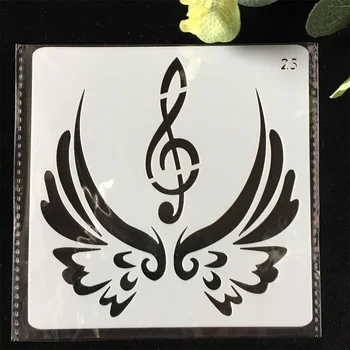 

1Pcs 13cm Wing Music Note DIY Layering Stencils Wall Painting Scrapbook Coloring Embossing Album Decorative Card Template