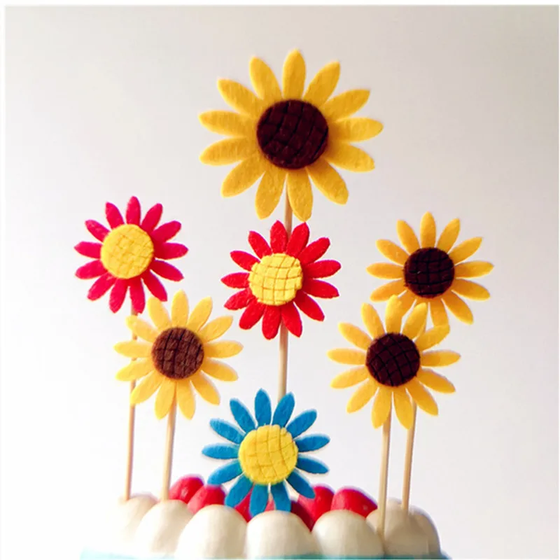 

Sunflower Cake Insert Toppers Party Cupcake Decoration Cake Insert Card Party Gift for Kids Birthday Wedding Party Decoration