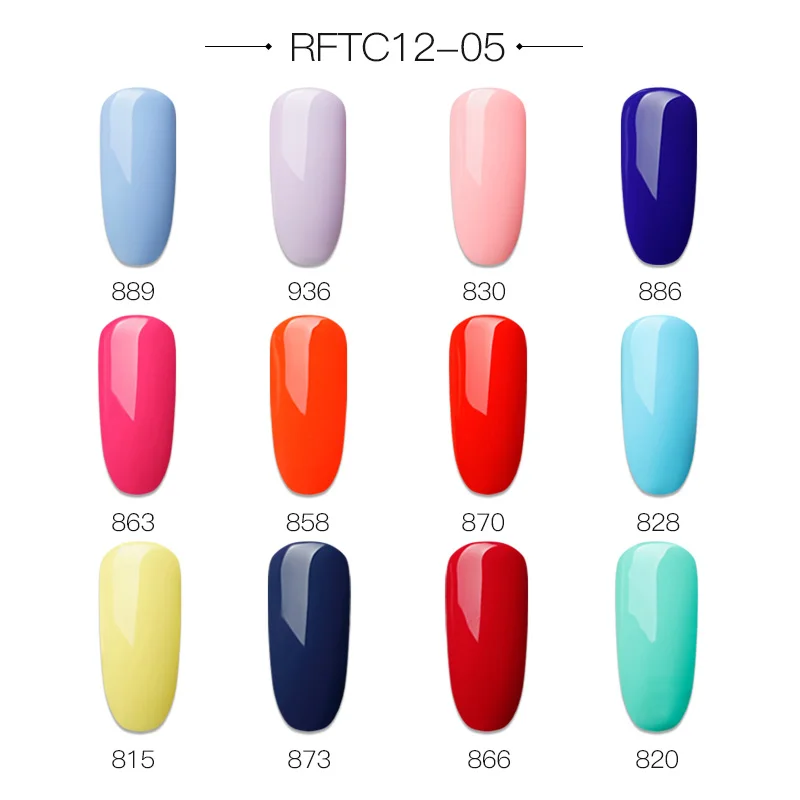 ROSALIND Гель-лак для ногтей набор 12 шт./компл. Радужный блестящий гель маникюрный набор блестящий набор для акриловых ногтей лак все для маникюра - Цвет: RFTC12-05