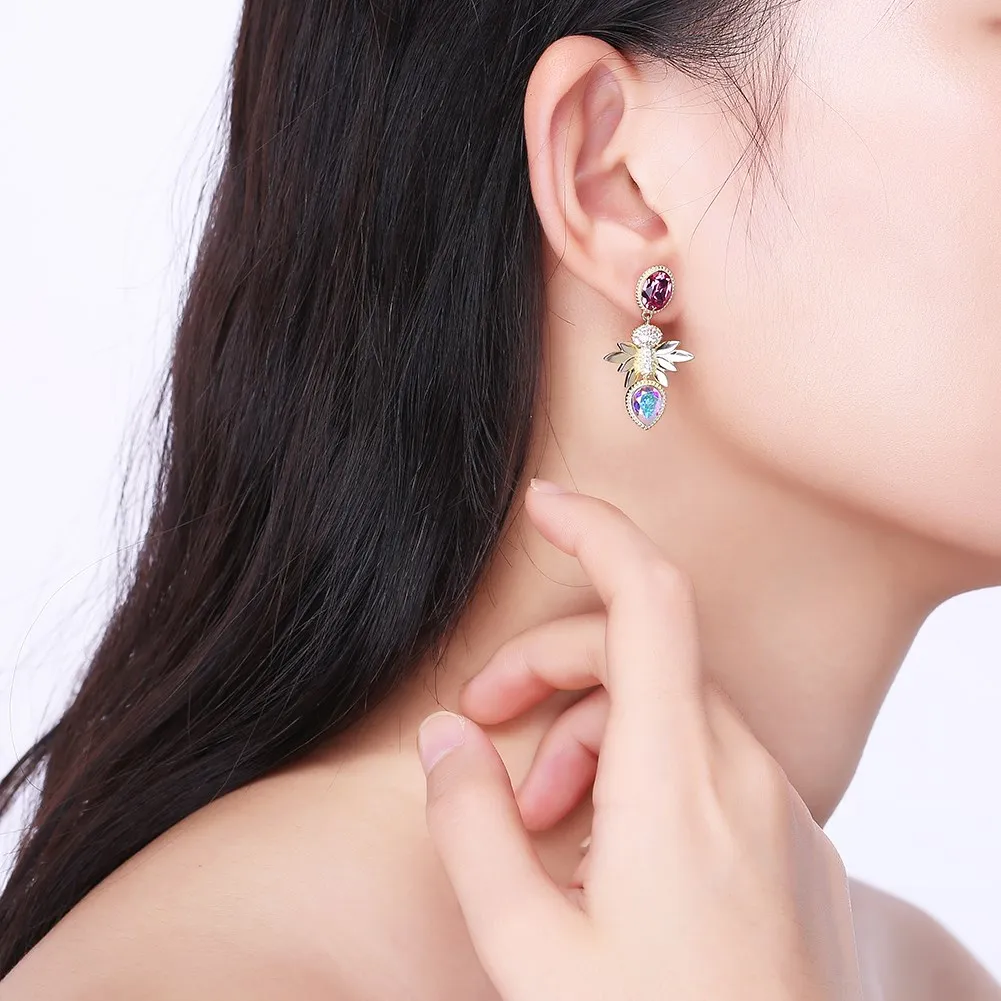 Серьги-гвоздики LEKANI с кристаллами Swarovski Love Flower, 925 пробы, серебряные серьги для элегантных женщин, свадебные серьги, ювелирное изделие