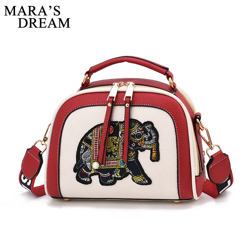

Mara's Dream Brand Fashion PU Leather Women Bag Elephant Embroidery Handbag Crossbody Bags For Women Luxury Pearl Tote Bag Women