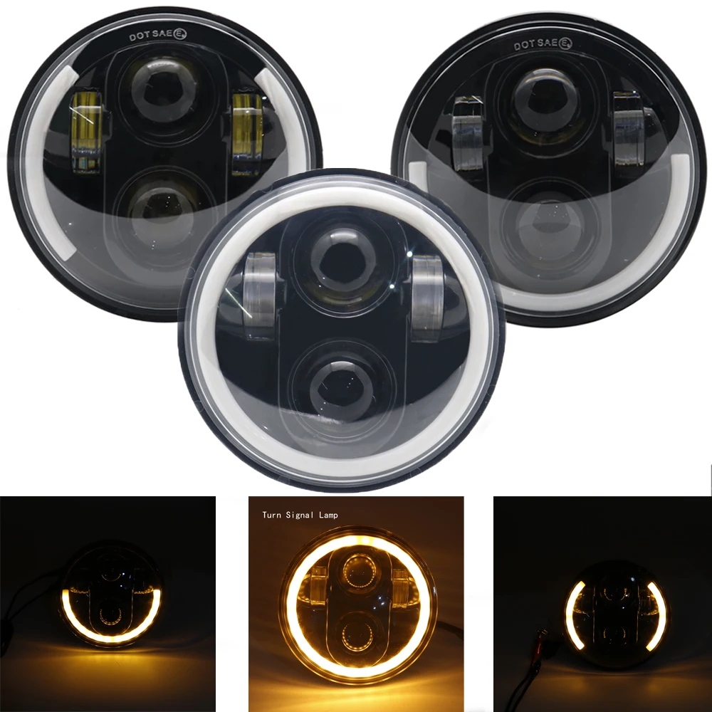 

5-3/4" 5.75 inch Motorcycle LED Projector Halo angel eyes turn signal light Headlight housing For Sportster 883 XL1200 Iron Dyna