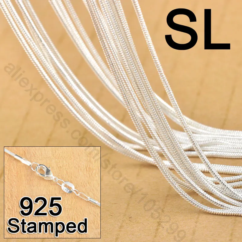 

Factory Price 20Pcs 16" Fashion Jewellery 925 Sterling Silver Real Pure Link Snake Necklace Chains