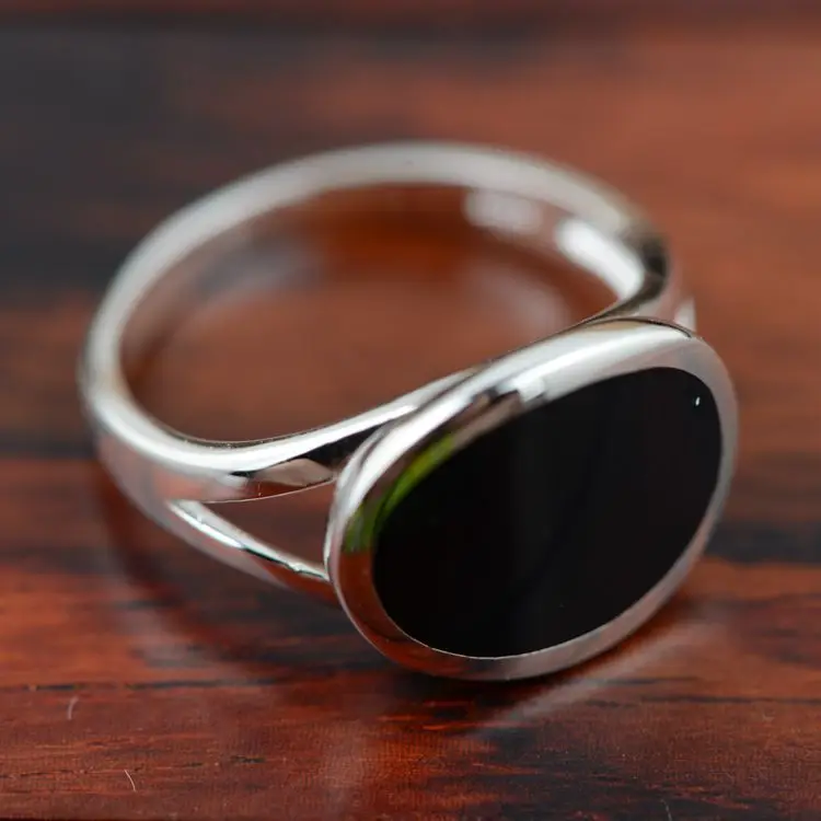 Wholesale sterling silver ring S925 inlaid Onyx all-match female Mirror Black Woman's fashion | Украшения и аксессуары