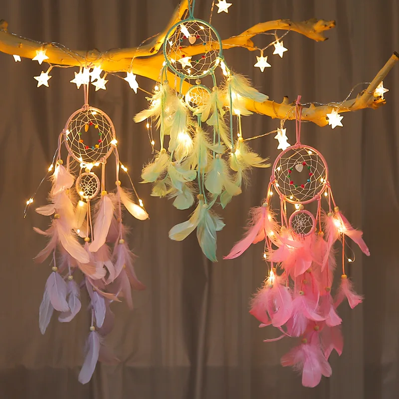 Светодиодный светильник в скандинавском стиле, Ловец снов, украшение для детской комнаты, декор для комнаты для девочек, украшение для свадебной вечеринки, подарок для firend