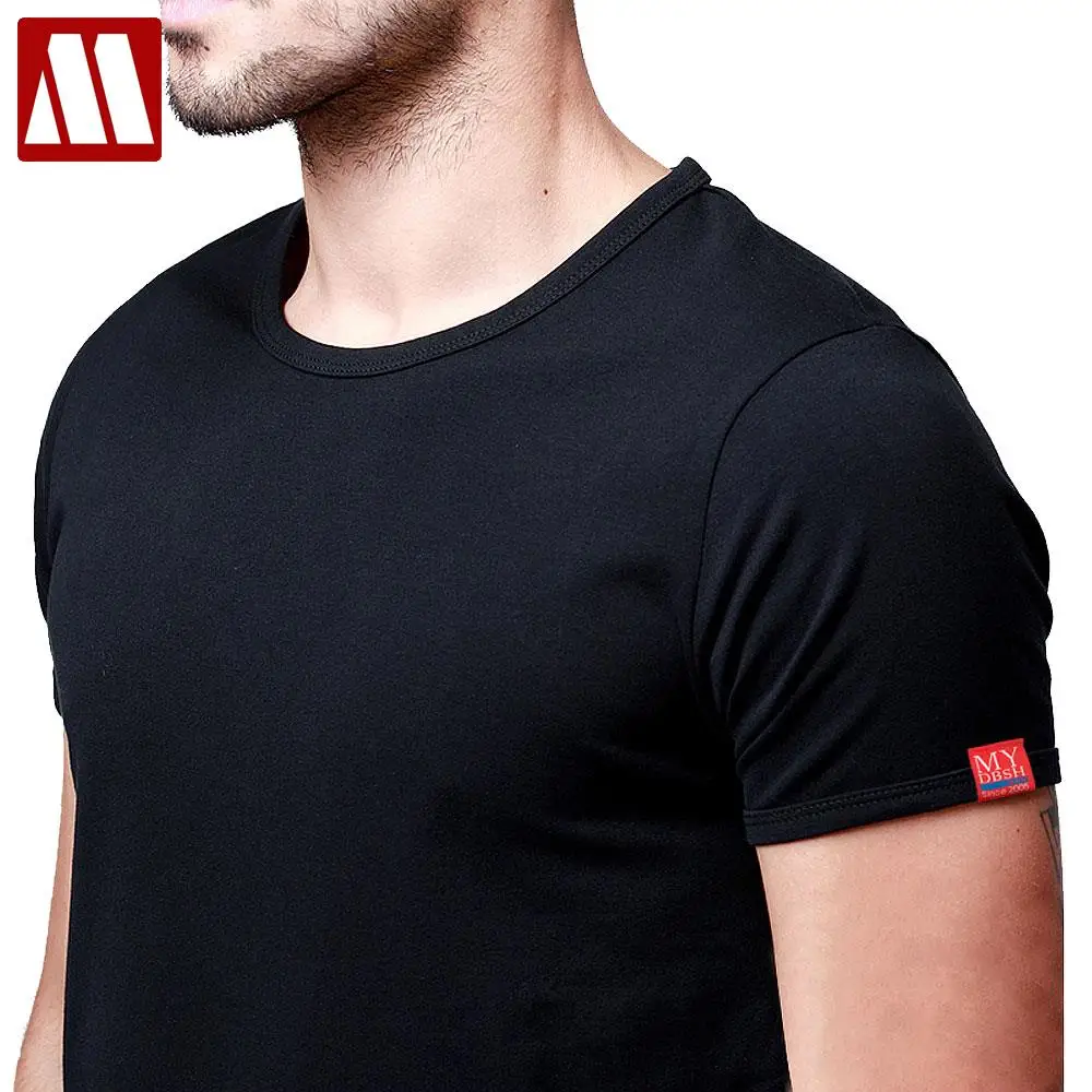 

MYDBSH t-shirt Men Classic Max 5XL solid color Round neck short sleeves tshirt Spandex cotton 95% cotton t shirt for man 20color