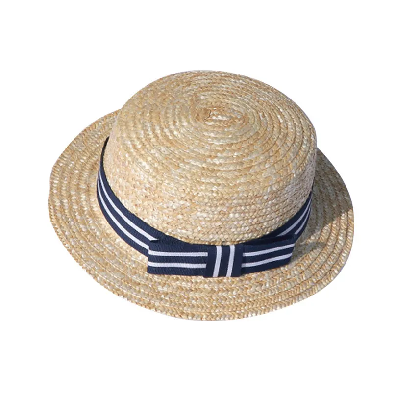 Пляжные кепки летние для родителей и детей, для маленьких девочек, Пляжная соломенная Кепка с плоским козырьком, дорожный солнцезащитный крем для отдыха, шляпа#2p23 - Цвет: E