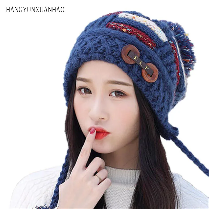

HANGYUNXUANHAO Lovely Hat for Women Wool Hat Female Autumn And Winter Knitted Hat Casual all-match Sweet Hairball Knitted Hat