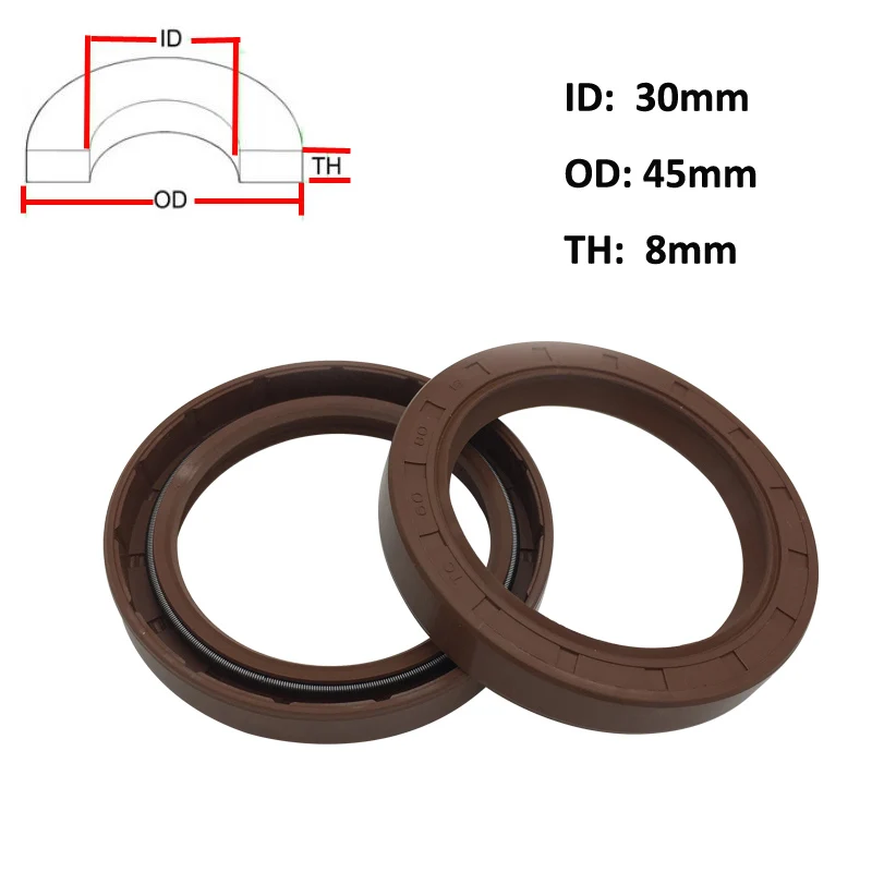 

2 PCS TC 30 x 45 x 8mm VITON Oil Seal FKM Rubber Covered Double Lip