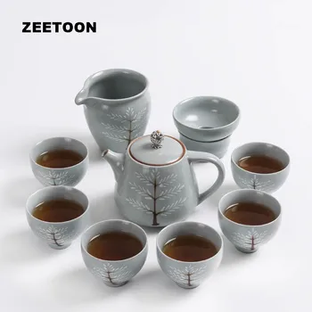 

9PCS/Lot Creative Handpainted Japanese Ceramic Porcelain Adn Pottery 1 Teapot 1 Fair Cup 1 Fliter 6 Teacups Tea Set Tea Ceremony