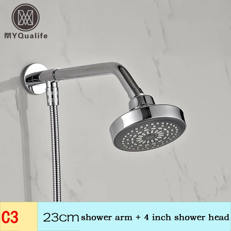 

Free Shipping Chrome 4" Rain Shower Head Stainless Steel Shower Hose Wall Mount Shower Arm