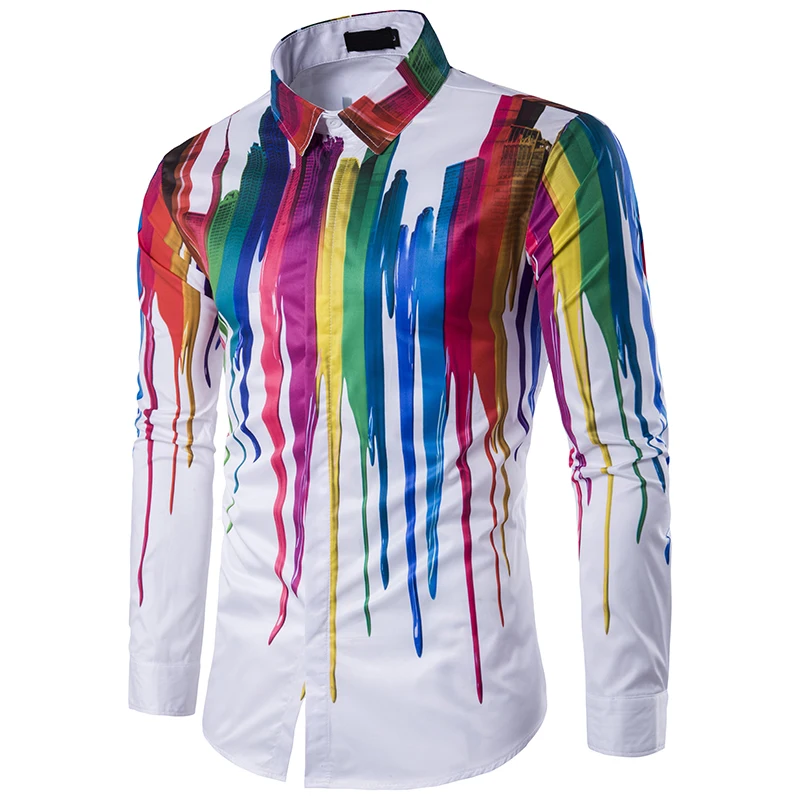 Новая модная мужская рубашка с принтом и длинным рукавом, отложной воротник, Повседневная Уличная одежда, мужские рубашки, Прямая поставка - Цвет: C199