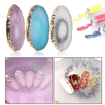

Natural Resin Stone Nail Art Plate Gel Polish Tips Holder Drawing Painting Color Pigment Holder Palette Jewelry Display Board