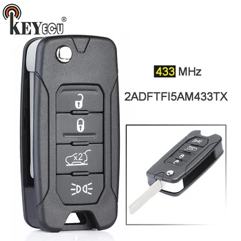 

KEYECU 433MHz 2ADFTFI5AM433TX Replacement Folding Flip 4 Button Remote Car Key Fob for Jeep Renegade 2016 2017 2018