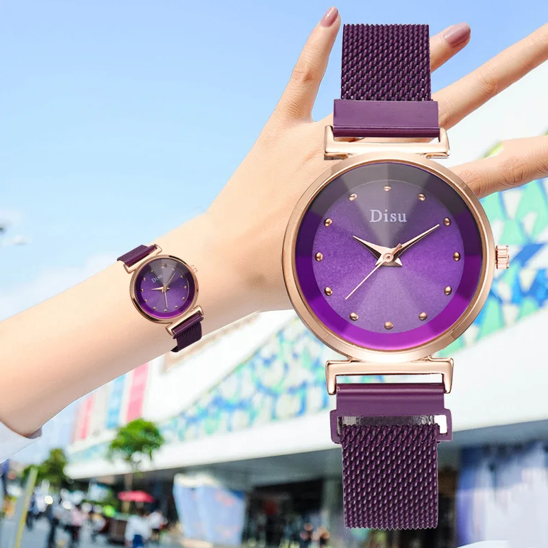 

Women Magnetic Watch 2019 Rose Gold Watch Top Brand Luxury Diamond Refracting Ladies Dress Wristwatches Quartz Waterproof Clock